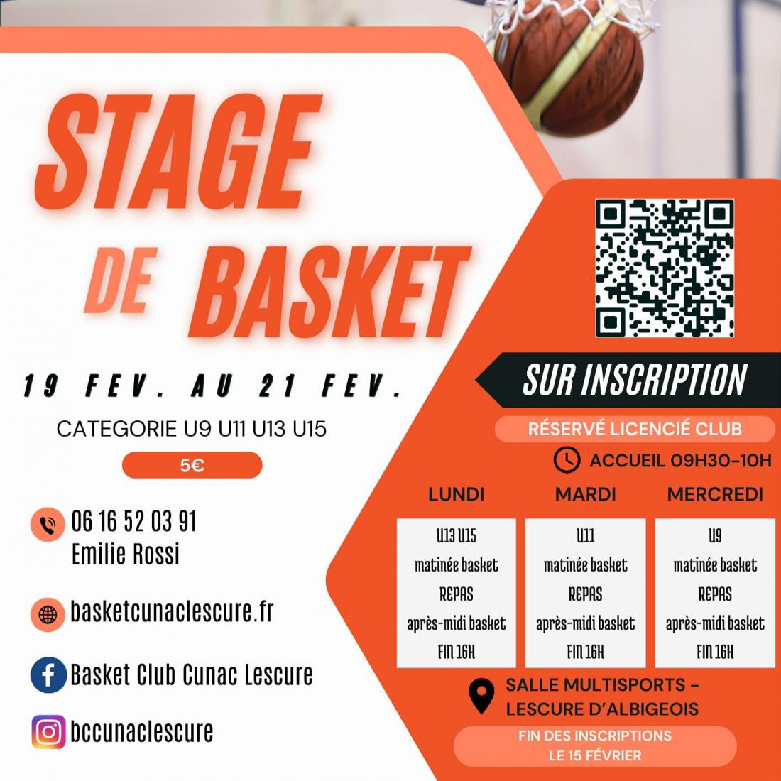 Stage vacances de février 2024